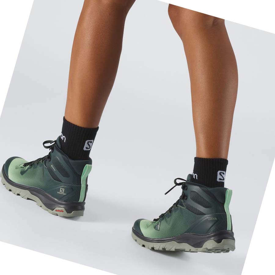 Tenis Senderismo Salomon WoVAYA MID GORE-TEX Mujer Verdes | MX 2803ZUT